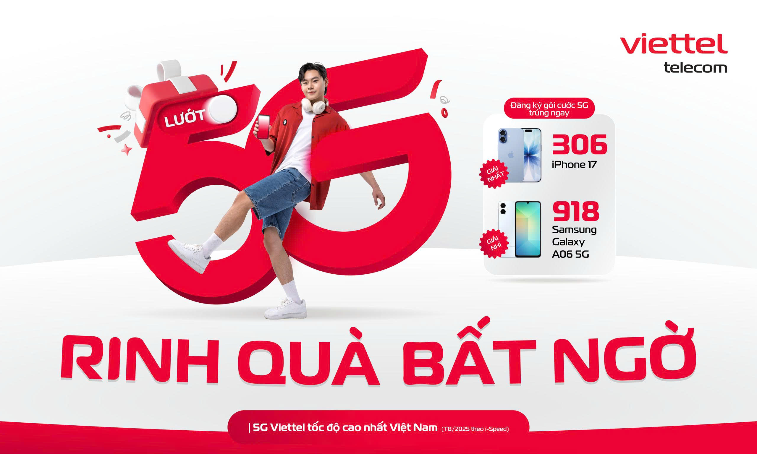 Cơ hội trúng thưởng hơn 1200 điện thoại iPhone 17 và Samsung Galaxy A06 5G khi dùng 5G Viettel