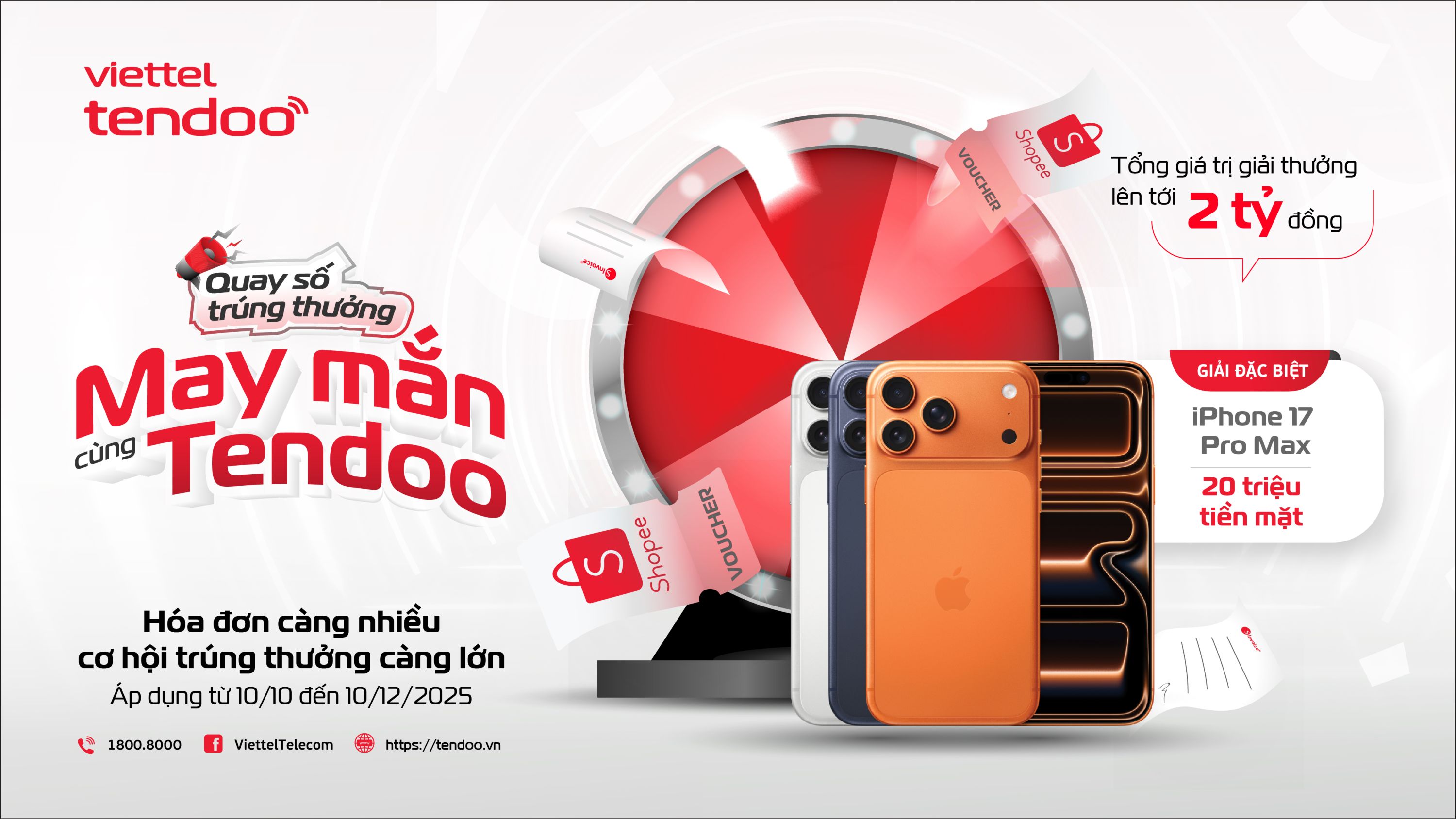 Cơ hội trúng thưởng lên tới 2 tỷ đồng khi dùng nền tảng quản lý bán hàng Viettel Tendoo