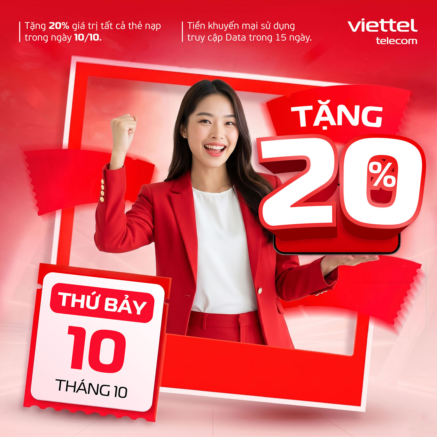 🌟 VIETTEL ƯU ĐÃI LỚN 10/10 - NẠP THẺ LIỀN TAY, NHẬN NGAY 20% GIÁ TRỊ! 🌟